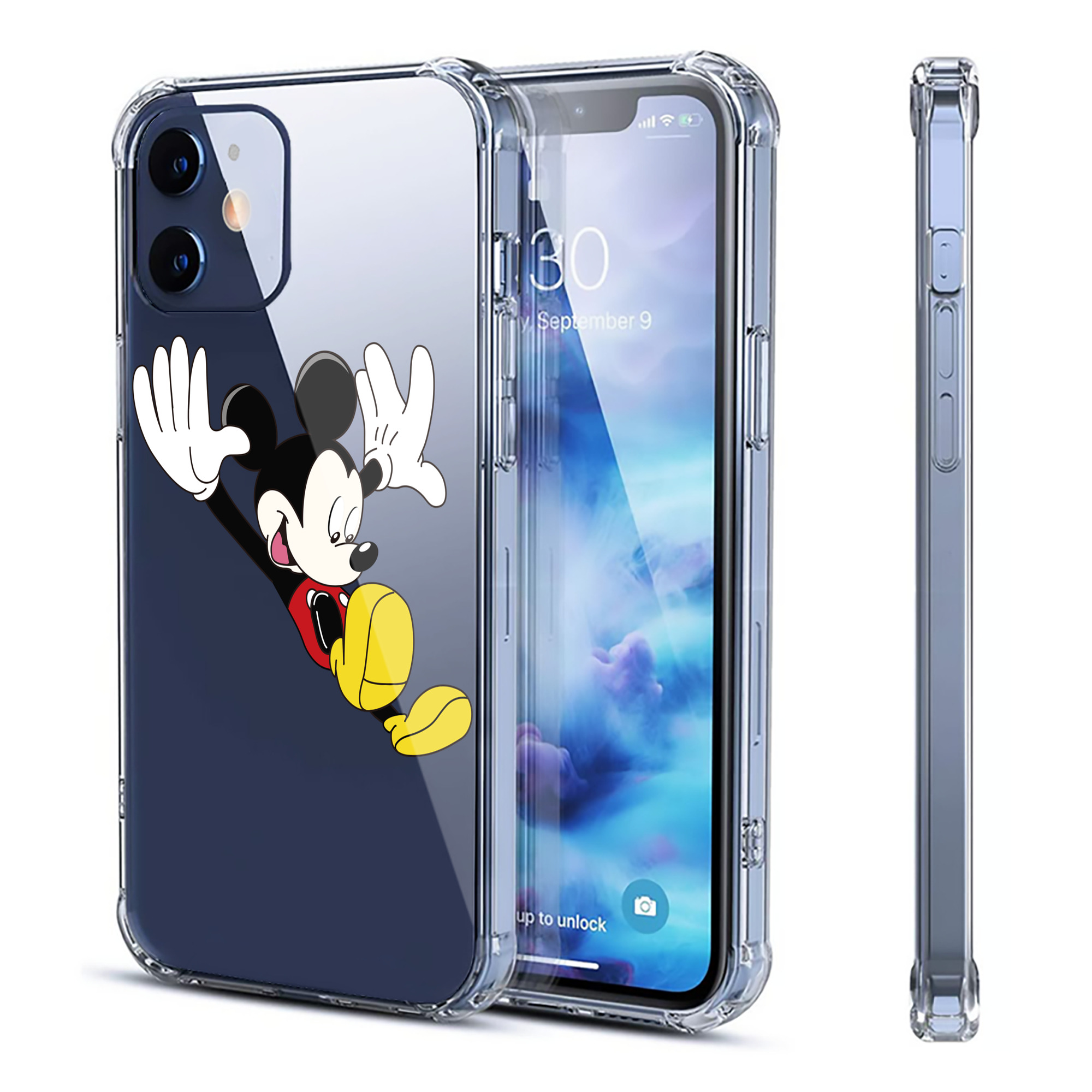 （画像用） ミッキーマウス Mickey Mouse 【iPhone 12シリーズ対応】透明スマホケース（クリアソフトケース）